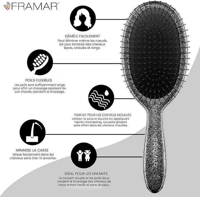 Brosse à cheveux Framar Black Viral Glitter