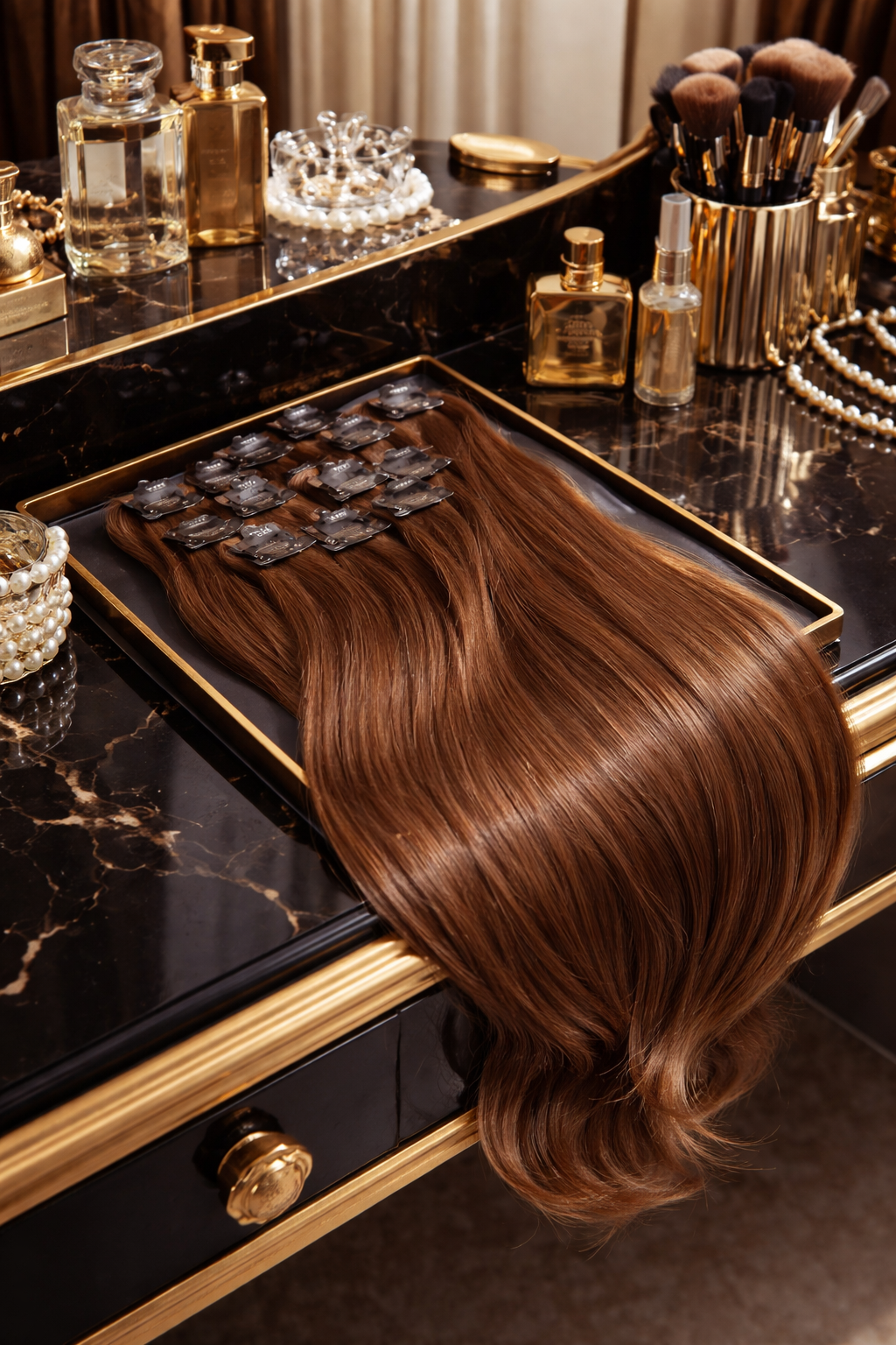 Extensions de cheveux à clipser invisibles Marron couleur 6