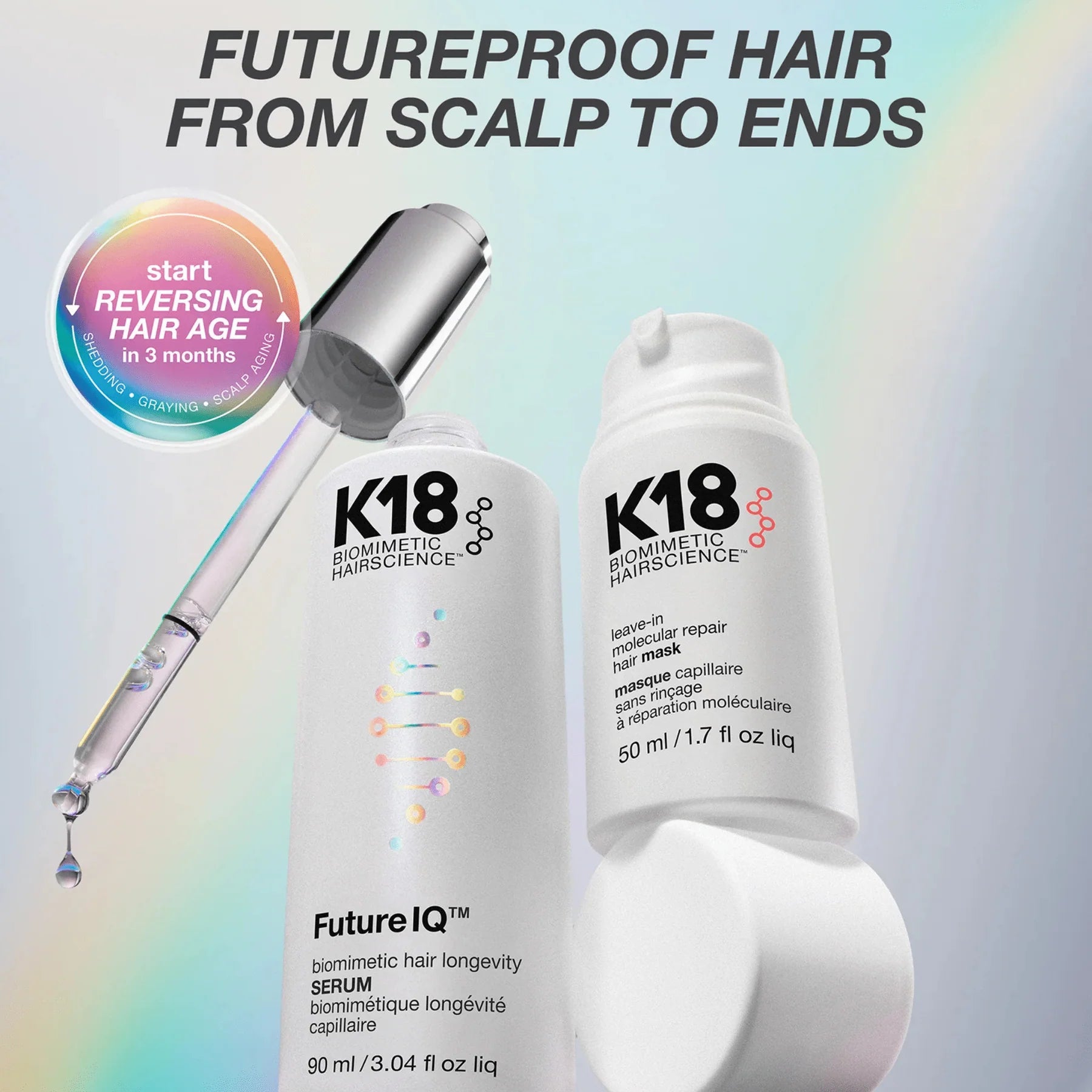 K18. SÉRUM BIOMIMÉTIQUE LONGÉVITÉ CAPILLAIRE FUTURE IQ - 90 ML