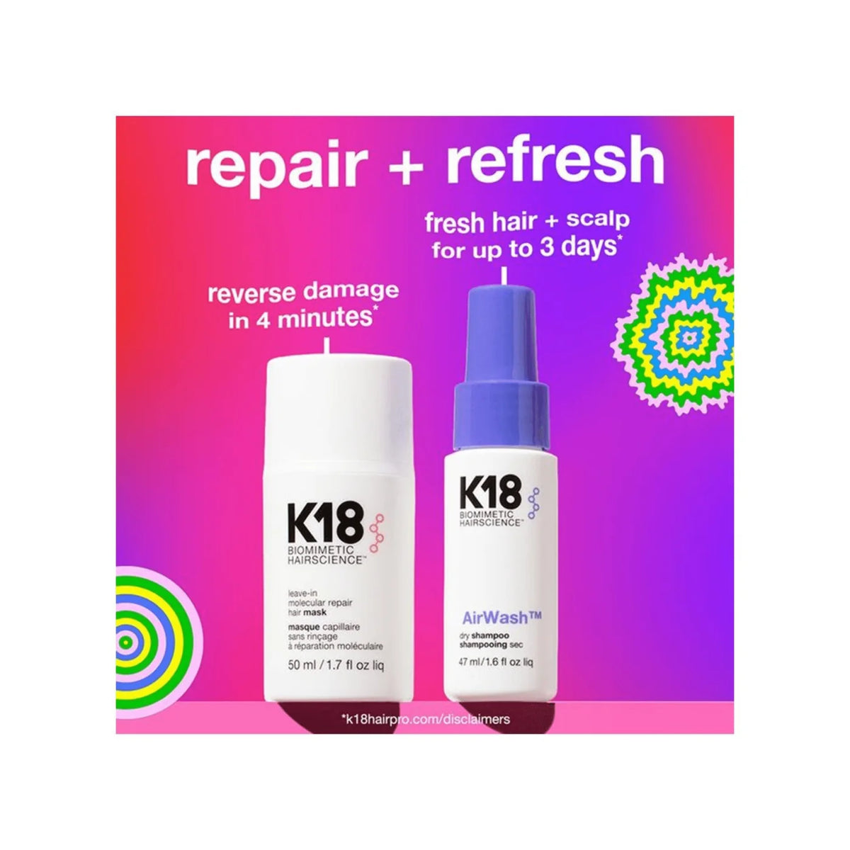 K18 Duo Réparation & Fraîcheur – Masque Molecular Repair + AirWash™