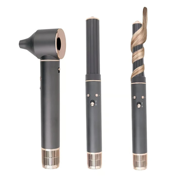 Aria Beauty Airstyler Blowout – Styler 3‑en‑1 avec Barillets 30/40 mm + Embout – Boucles, Volume, Lissage