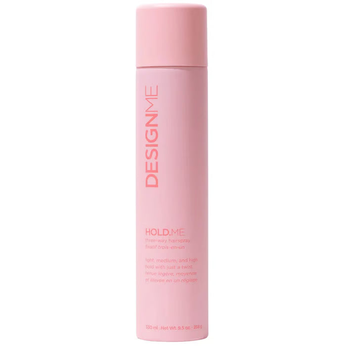 Design.Me HOLD.ME – Fixatif 3 niveaux 330 ml – Tenue Réglable, Anti‑Frizz, UV & Thermo Protection